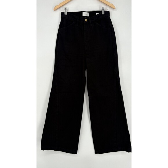 Frame Denim Le Baggy Palazzo Wide Leg Flare Black Jeans Size 26 - Picture 4 of 10